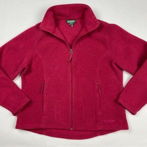 Vintage LL Bean Full-Zip Fleece Jacket Women's Medium Dark Pink